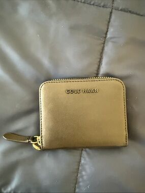 Cole Haan Black Leather Zip Compact Wallet